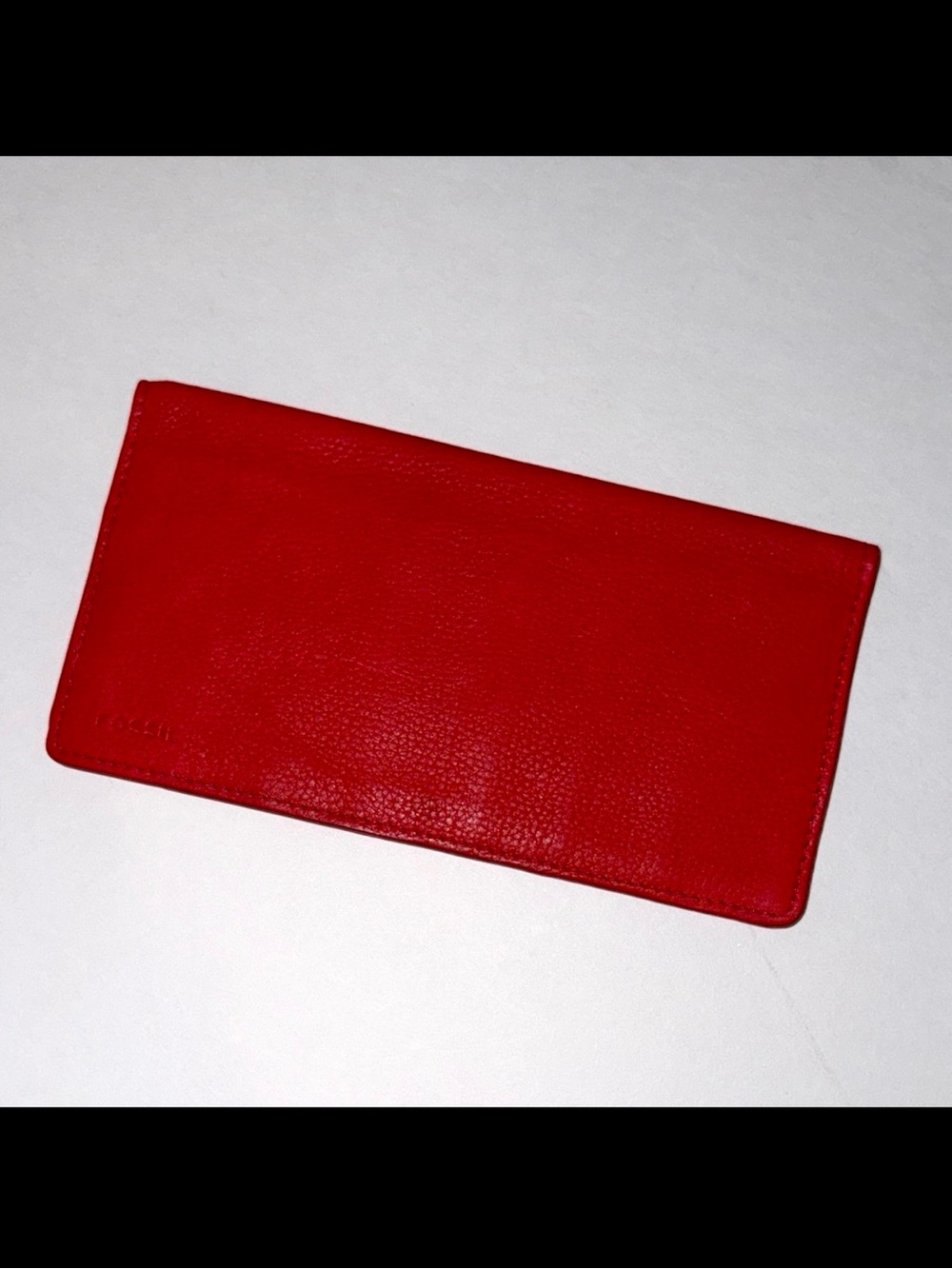 Fossil Red Pebbled Leather Wallet | Checkbook Cover